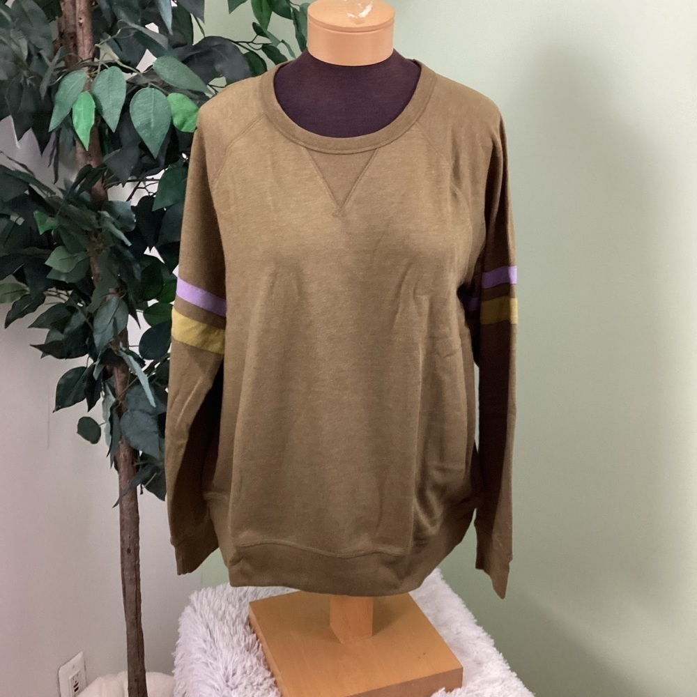 SONOMA Goods for Life XXL Olive sweatshirt with purple and gold stripes